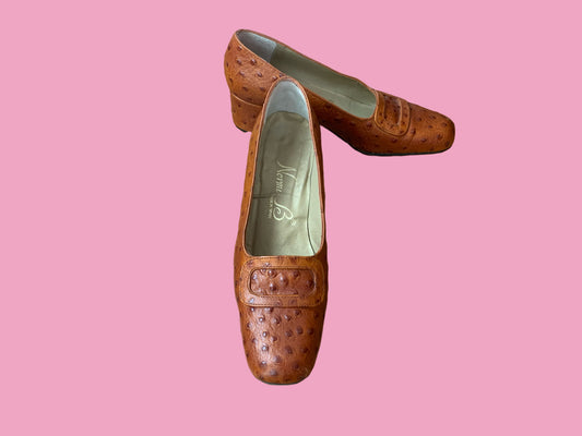 Norma B Ostrich Skin Pumps